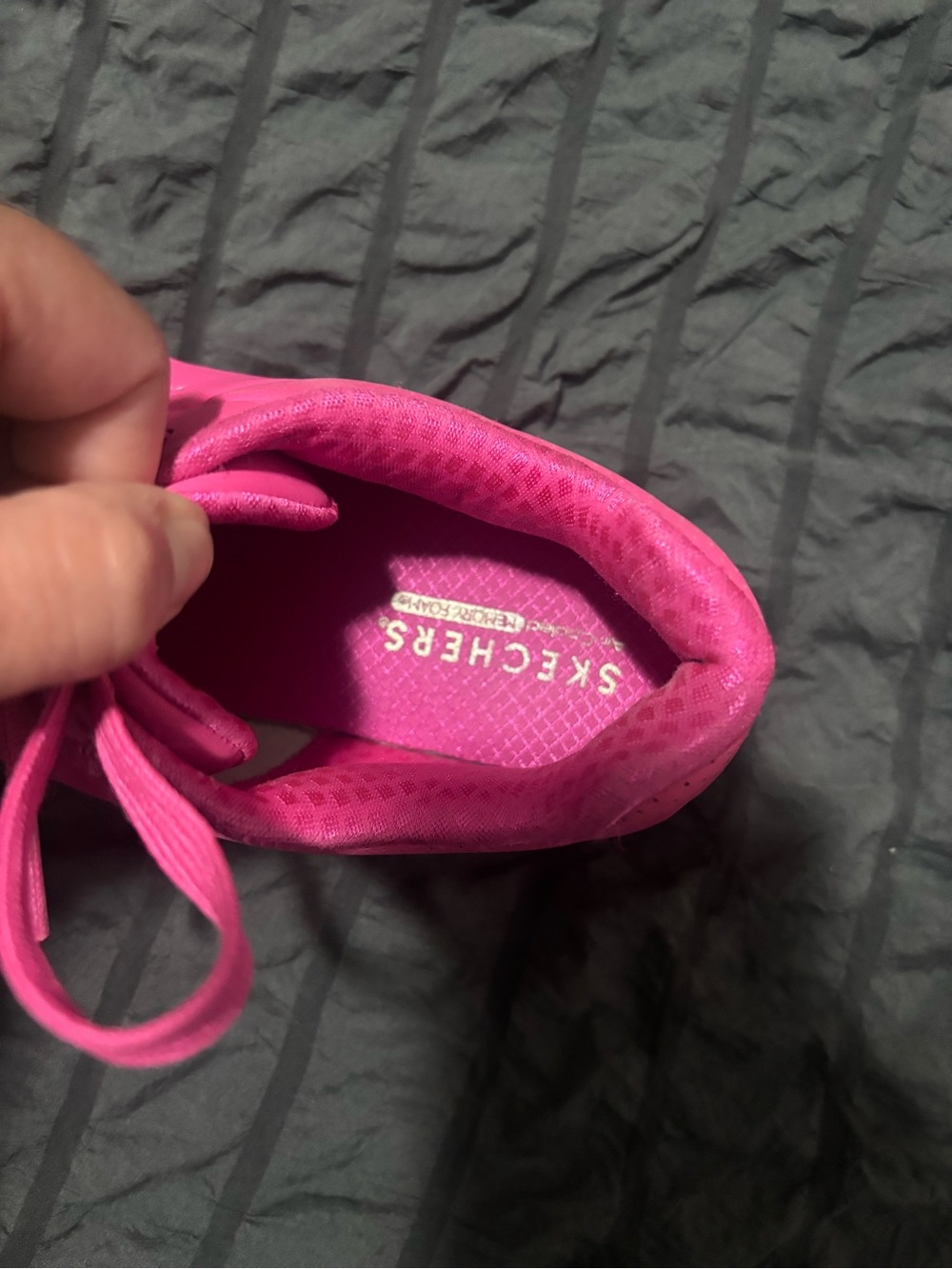 Skechers Kids Neon Pink Lace-Up Sneakers - Picture 6 of 6